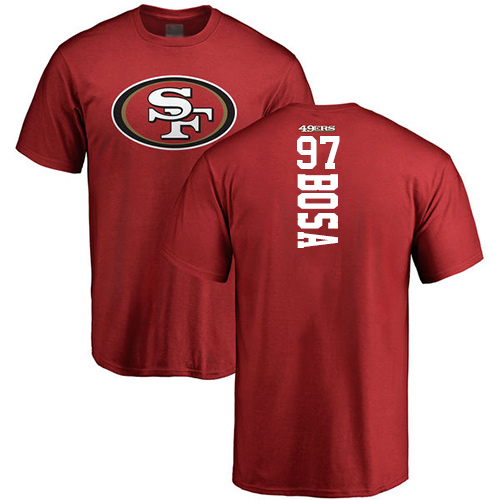 Men San Francisco 49ers Red Nick Bosa Backer #97 NFL T Shirt->nfl t-shirts->Sports Accessory